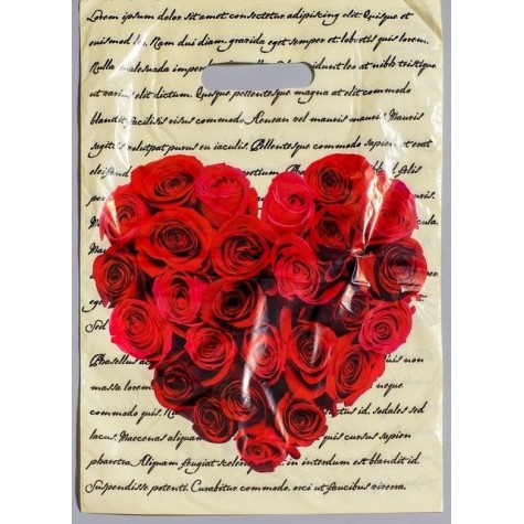 Подарочный пакет "Сердце из роз" - 30 х 40 см.