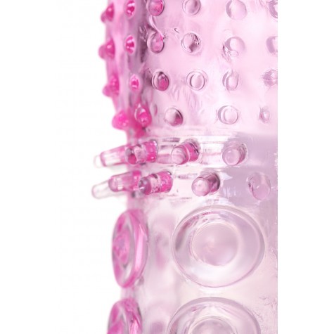 Розовая рельефная насадка закрытого типа - 13,5 см.